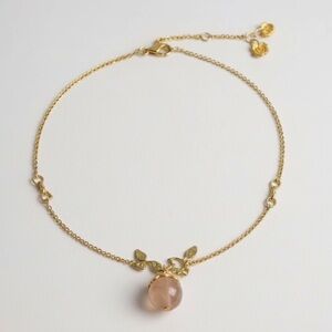 ✨ RARE Authentic Dior Trotter Rose Quartz Gold-Tone delicate Necklace – 16”~20”